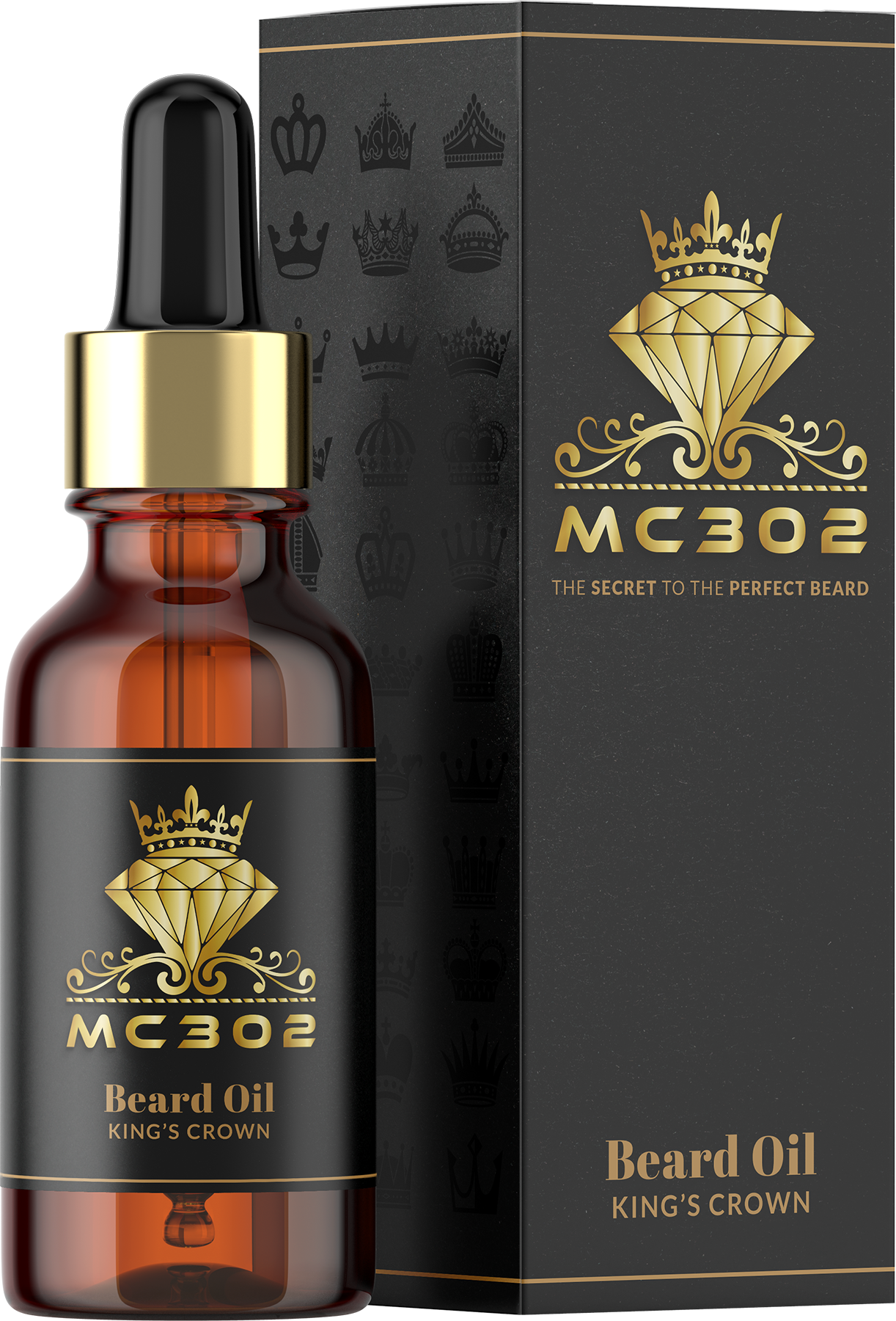 kingscrown-box-noshadow MC302 King's Crown Beard Oil product packaging mockup